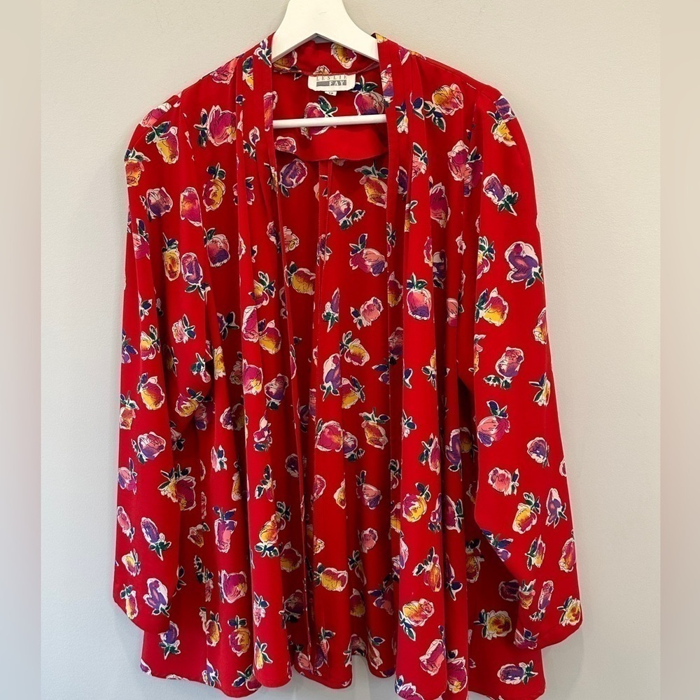 Vintage Leslie Fay Floral Open Jacket
